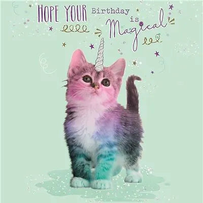 Unicorn Cat Birthday Card Daisy Devotion