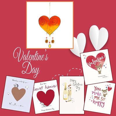 Valentine’s Day Deal -  Heart Sun Catcher & Card Daisy Devotion