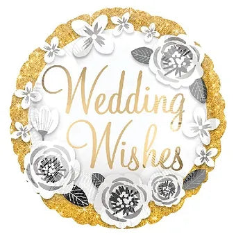 18IN WEDDING WISHES GOLD & SILVER FOIL BALLOON Daisy Devotion