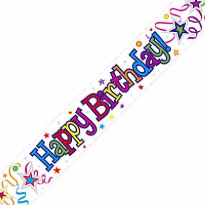 WHITE HAPPY BIRTHDAY 9FT FOIL BANNER Daisy Devotion