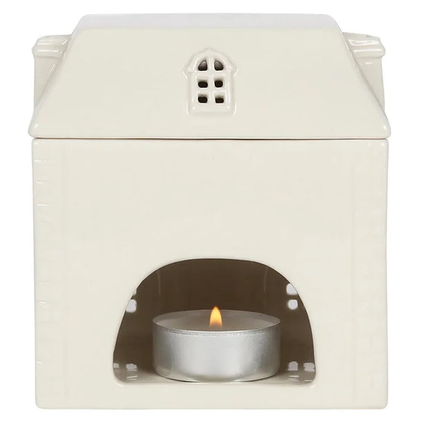 White Ceramic House Oil Burner Daisy Devotion