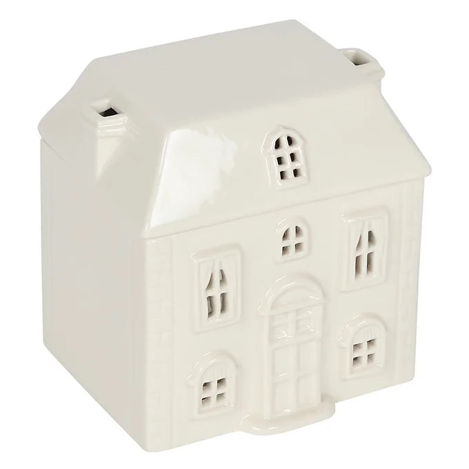 White Ceramic House Oil Burner Daisy Devotion