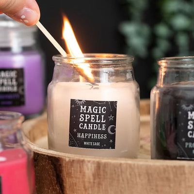 White Sage 'Happiness' Spell Candle Jar Daisy Devotion