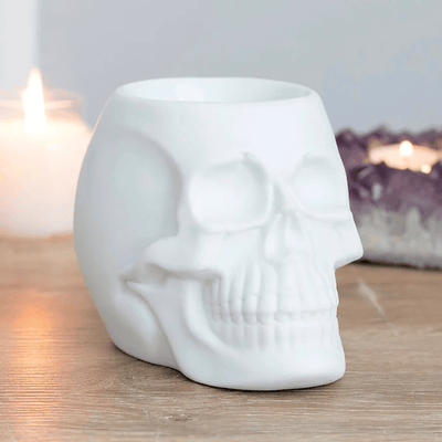 White Skull Oil Burner Daisy Devotion