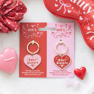 Pair of Soul Sisters Love Heart Keyrings image 0