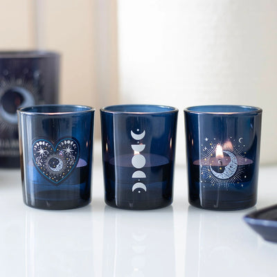 Set of 3 Blue Moon Votive Candle Holders image 0